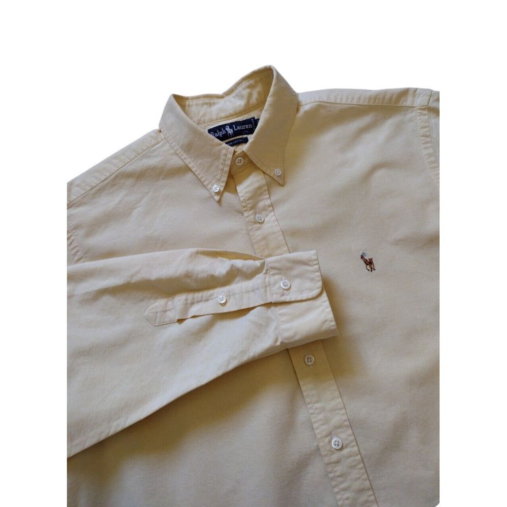 Vintage Ralph‎ Lauren Button Down Shirt Men's 17 1/2 35 Yellow Classic Fit